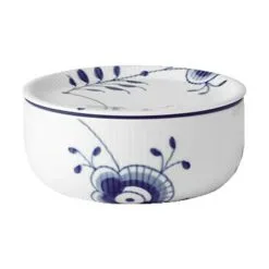 Royal Copenhagen Blå Mega Riflet Opbevaringskrukke M. Låg